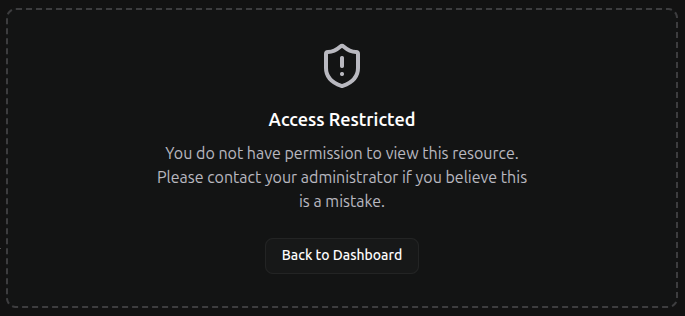 Valex access restricted screen.